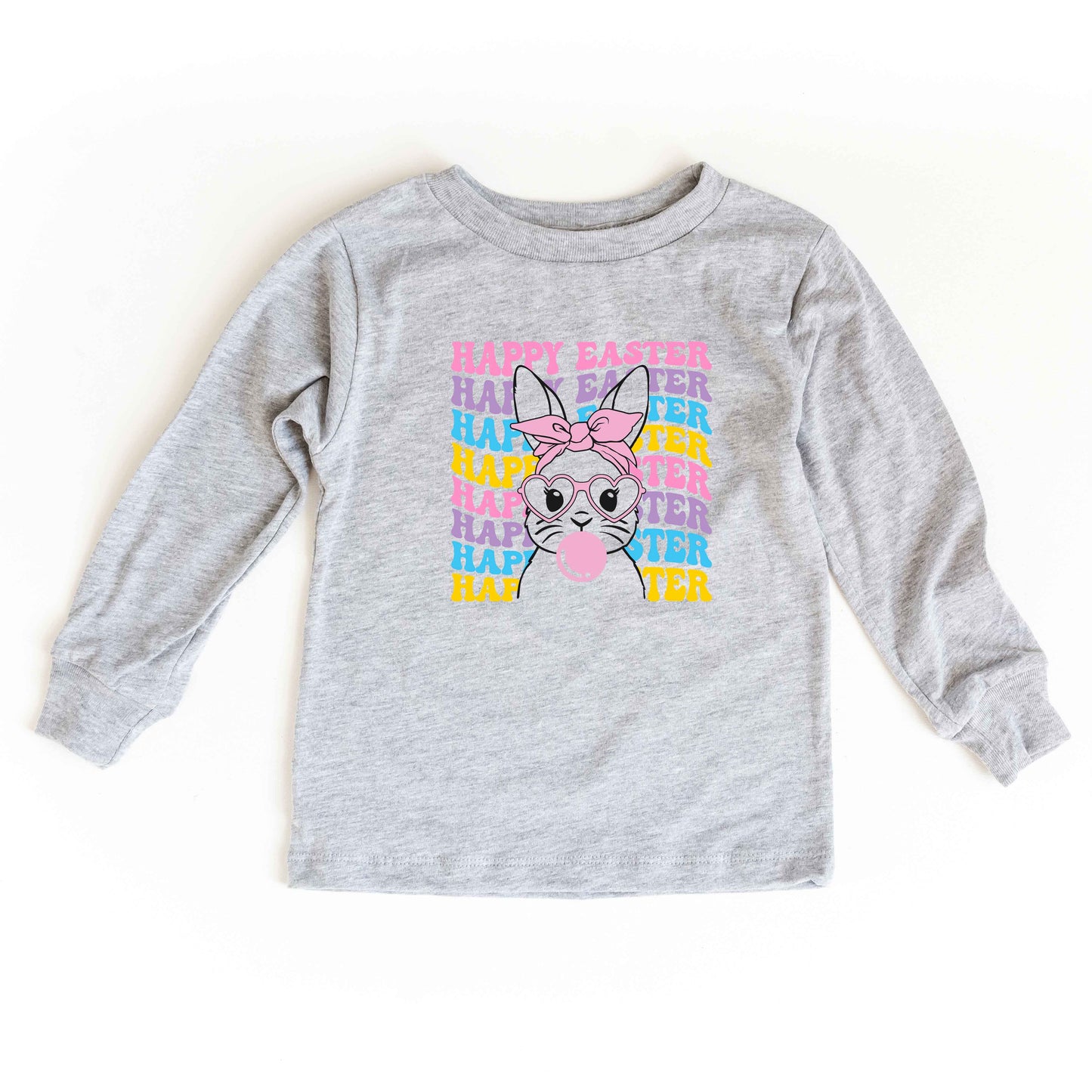 Bubble Gum Bunny Wavy | Youth Long Sleeve Tee