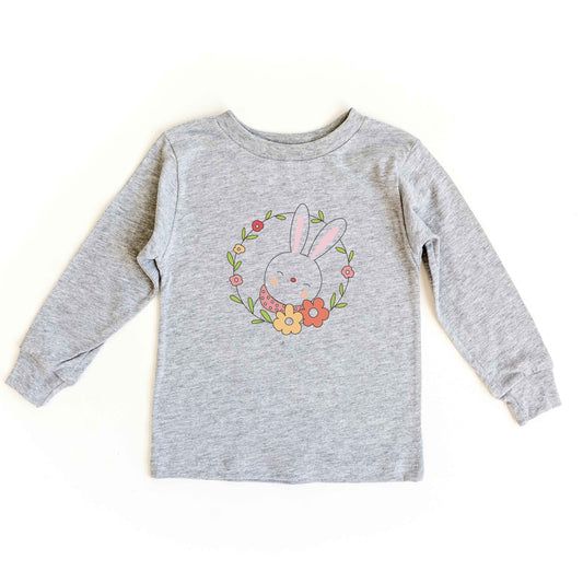 Easter Bunny Flower Wreath | Youth Long Sleeve Tee