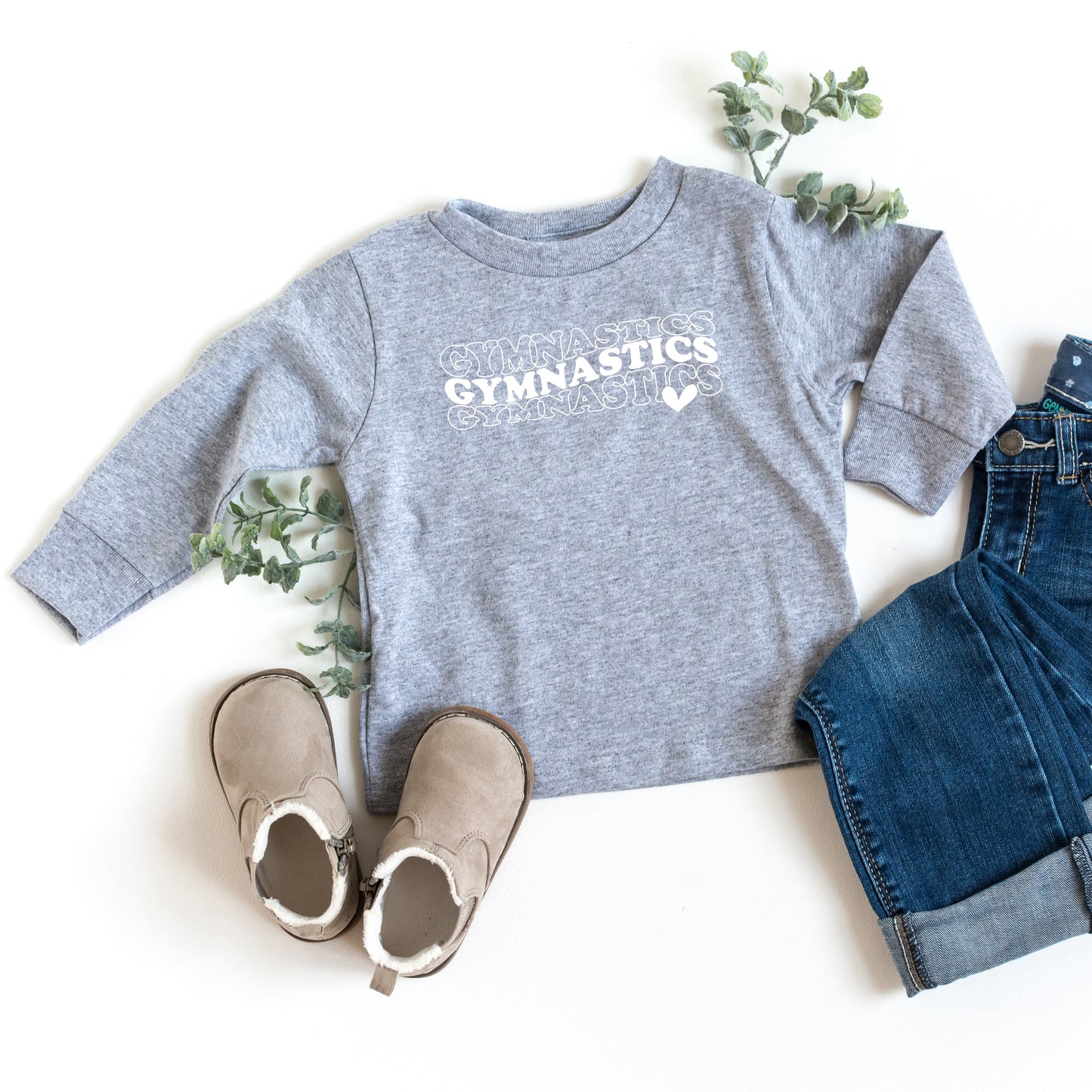 Gymnastics Stacked Heart | Toddler Long Sleeve Tee