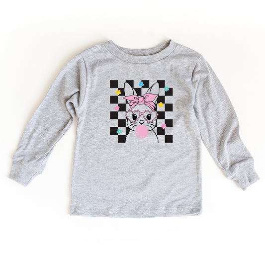Checkered Groovy Bunny | Youth Long Sleeve Tee