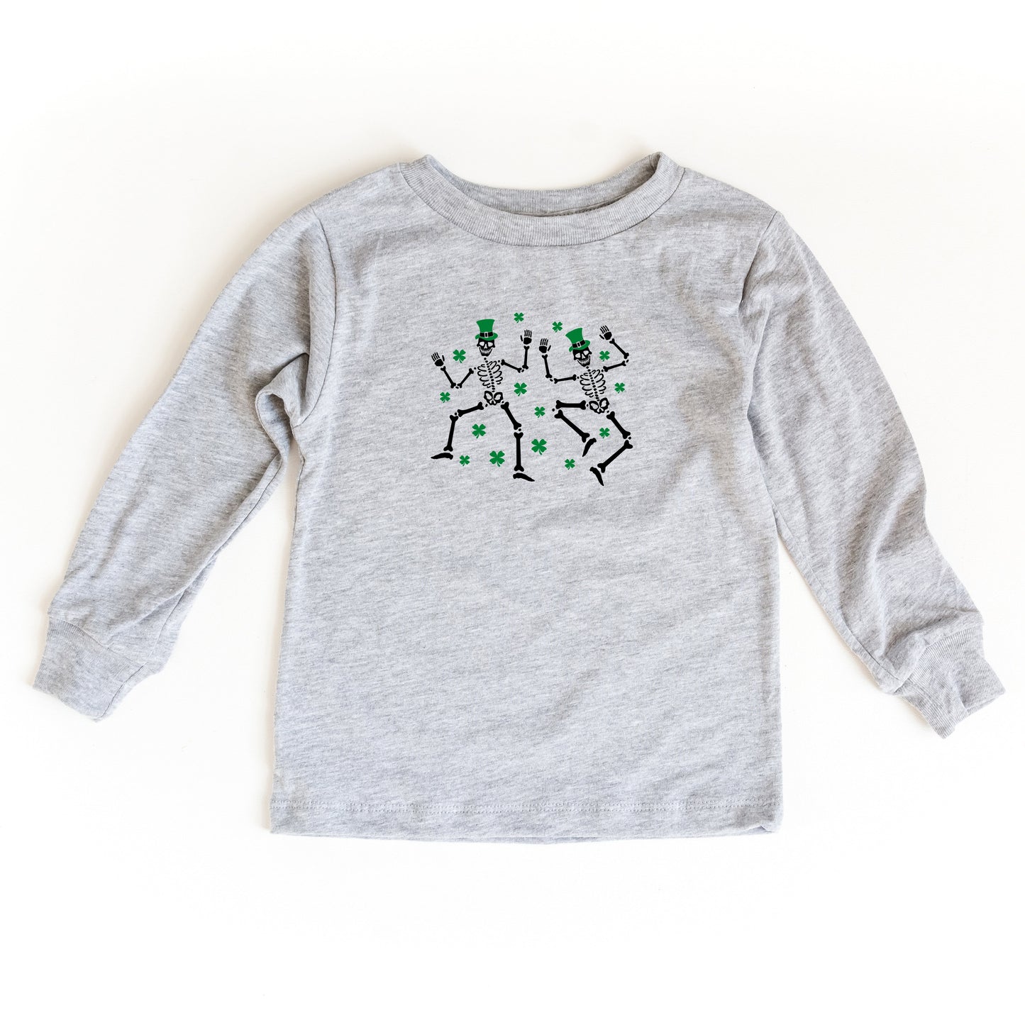 Shamrocks And Dancing Skeletons | Toddler Long Sleeve Tee
