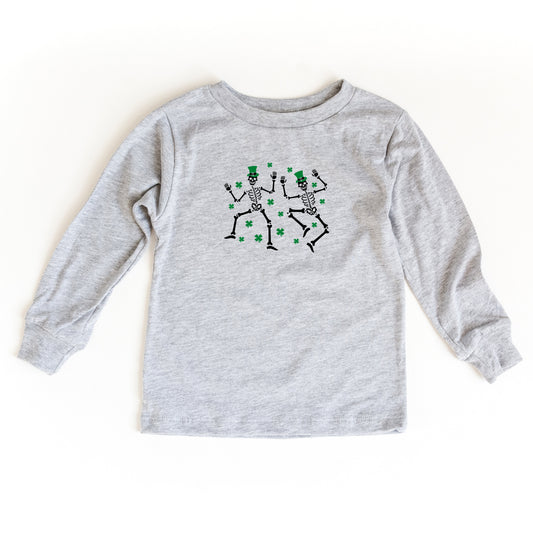Shamrocks And Dancing Skeletons | Youth Long Sleeve Tee