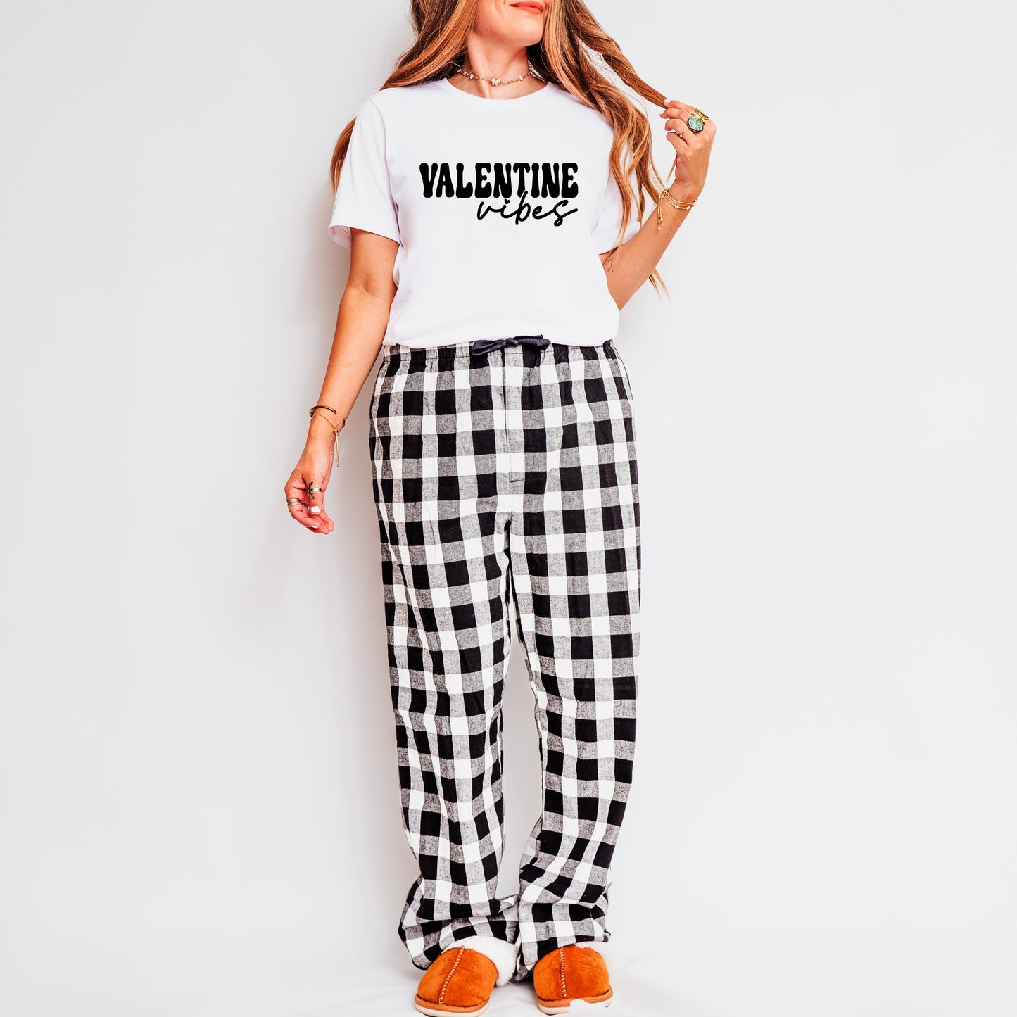 Retro Valentine Vibes | Plaid Pajama Set