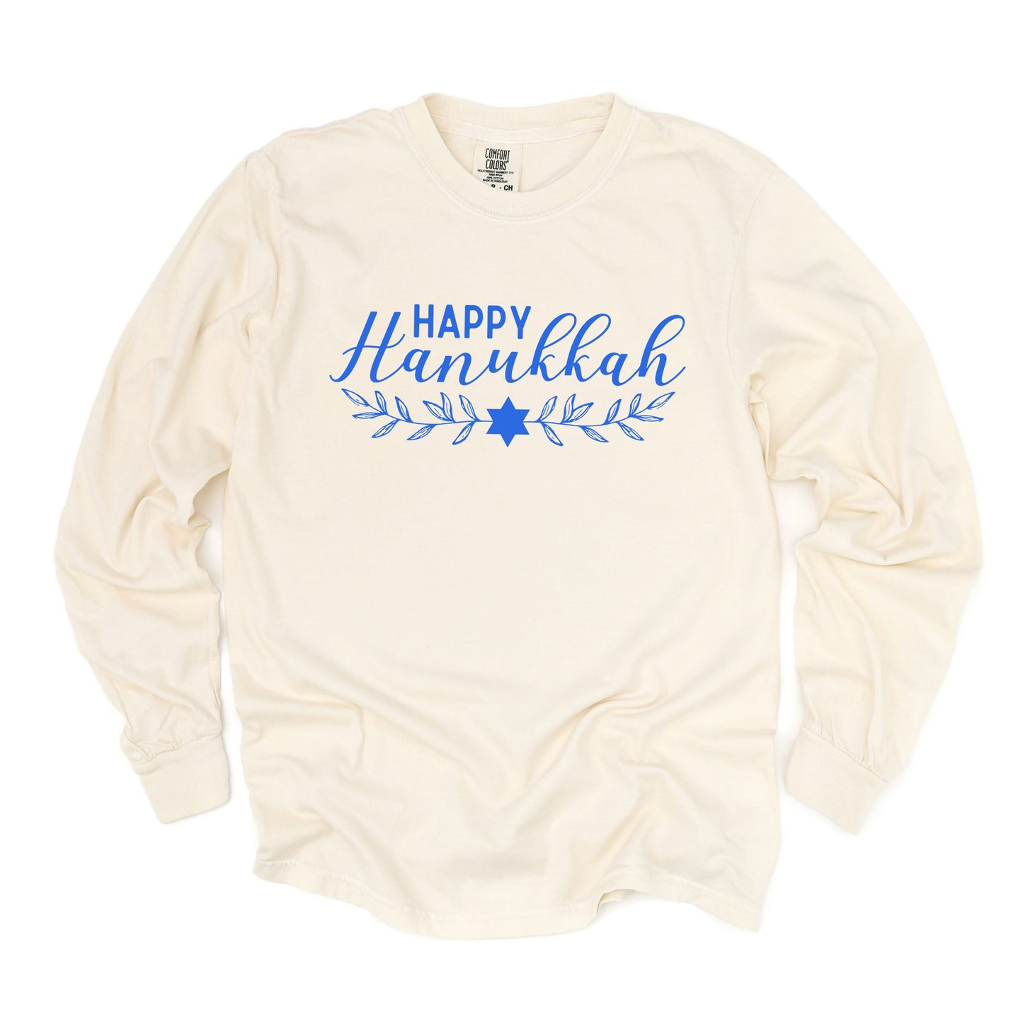 Happy Hanukkah Blue | Garment Dyed Long Sleeve