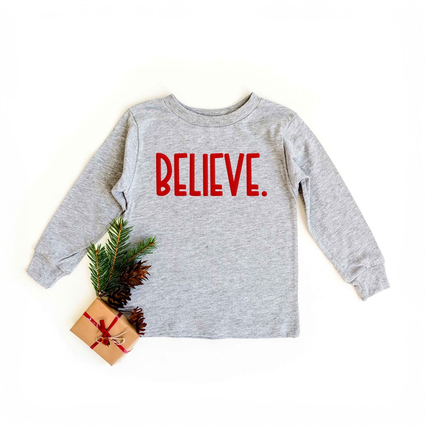Believe Bold Puff Print | Youth Graphic Long Sleeve Tee