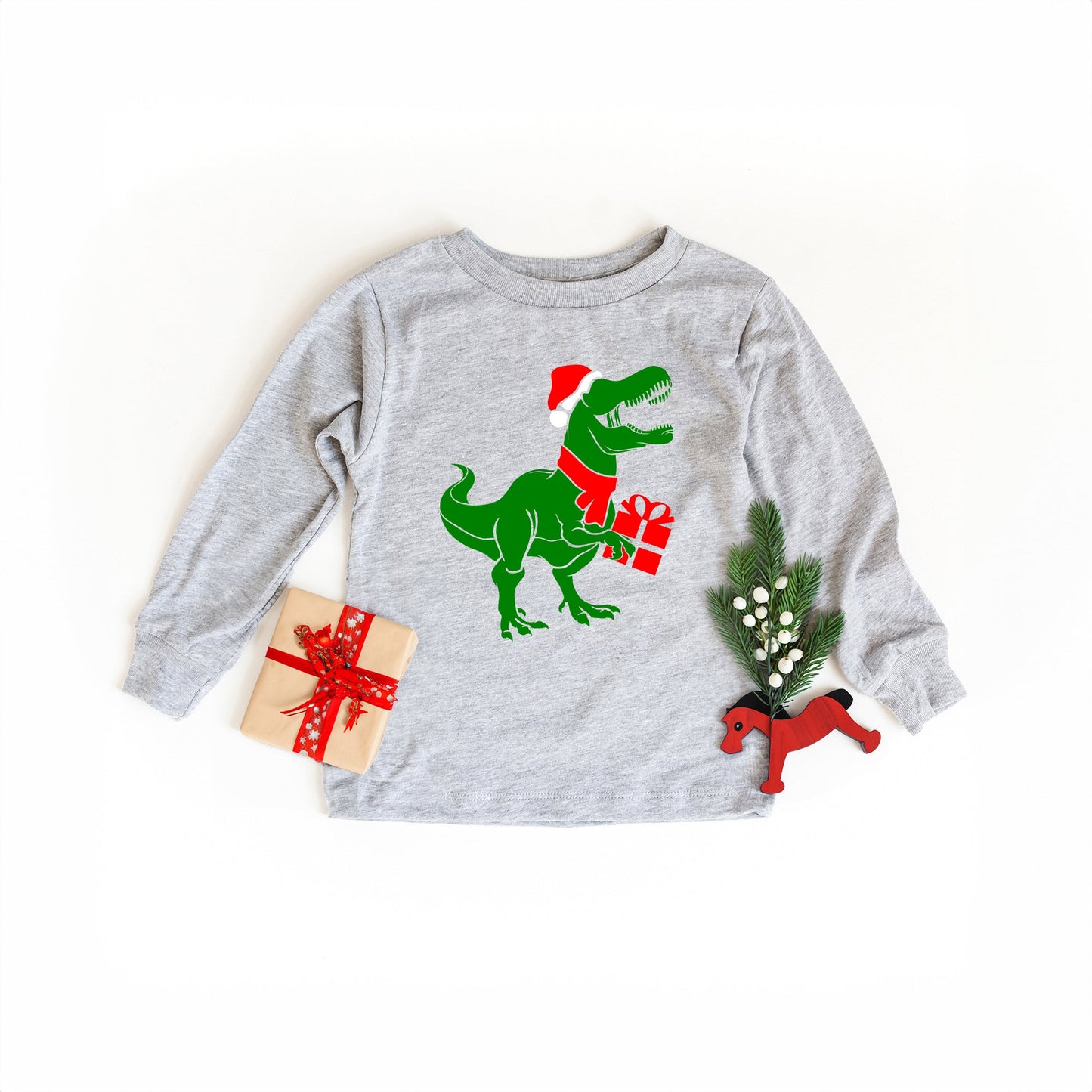 Dino Present | Toddler Graphic Long Sleeve Tee
