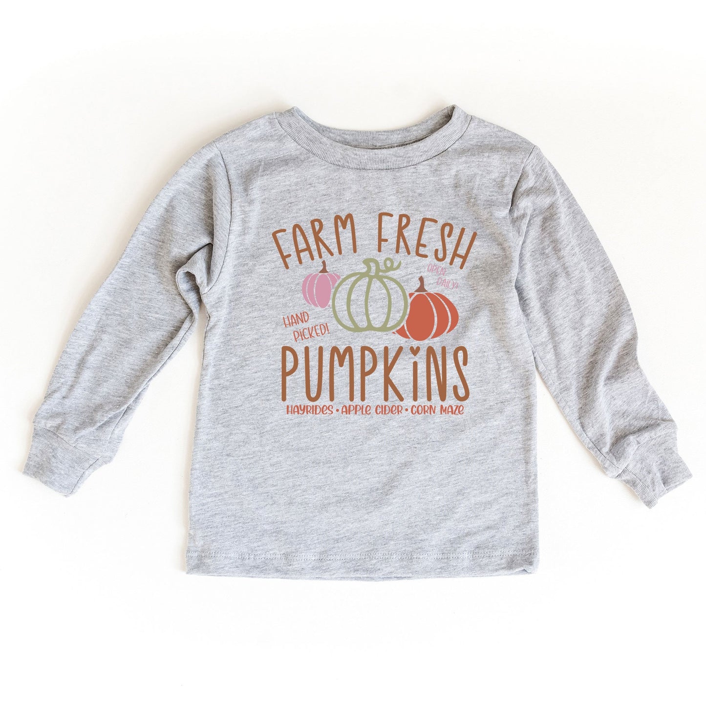 Colorful Farm Fresh Pumpkins | Youth Graphic Long Sleeve Tee
