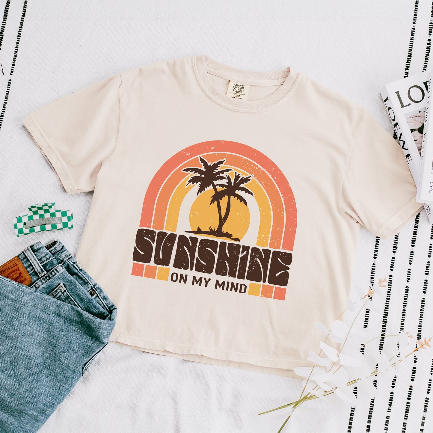 Sunshine On My Mind Rainbow | Relaxed Fit Cropped Tee