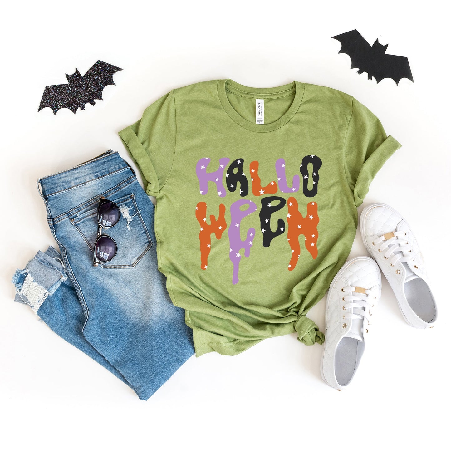 Dripping Halloween Stars | Short Sleeve Crew Neck