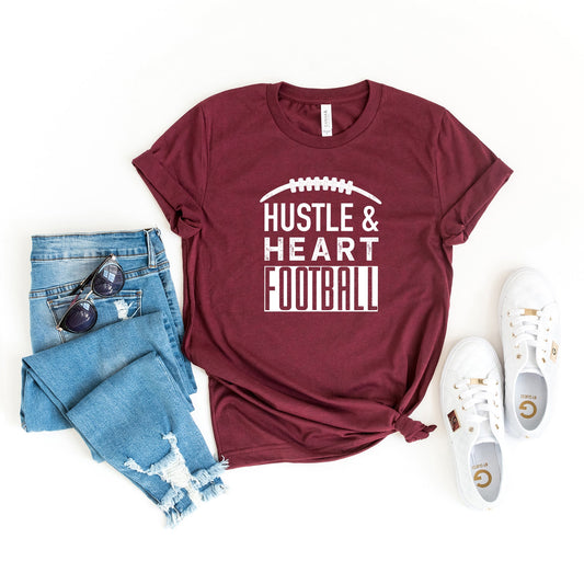 Hustle And Heart Football | Short Sleeve Graphic Tee