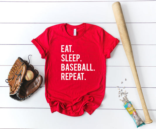 Eat Sleep Baseball Repeat | Short Sleeve Graphic Tee