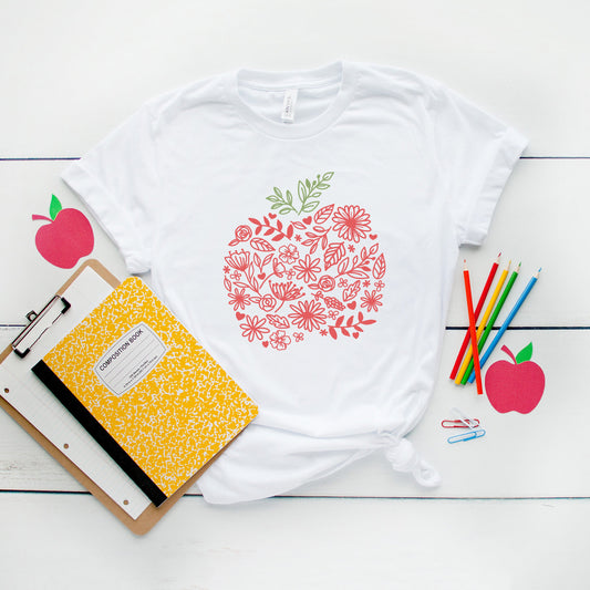 Colorful Flower Apple | Short Sleeve Crew Neck