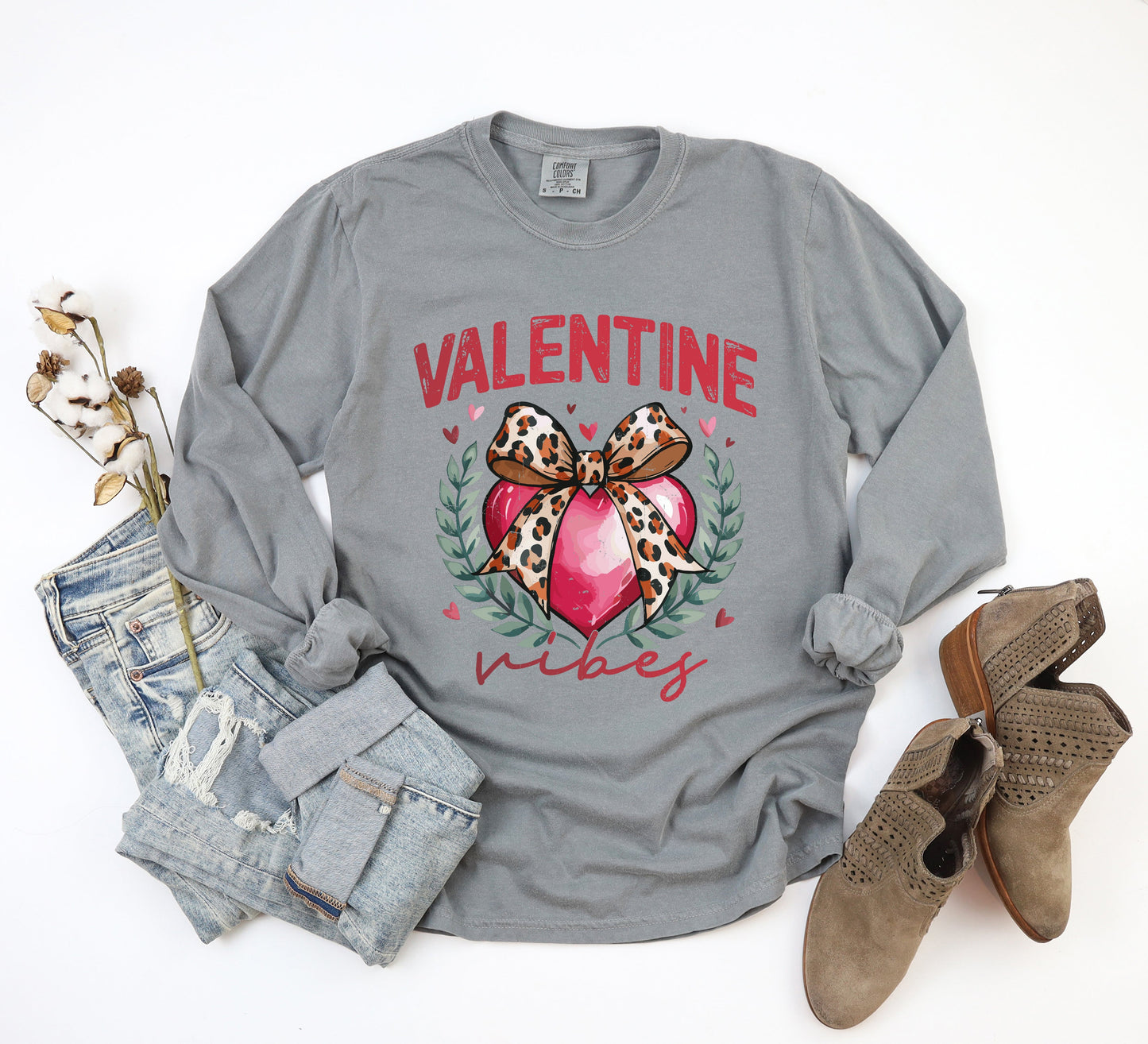 Coquette Valentine Vibes | Garment Dyed Long Sleeve