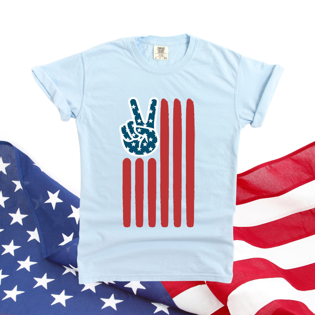 Flag Peace Sign | Garment Dyed Short Sleeve Tee