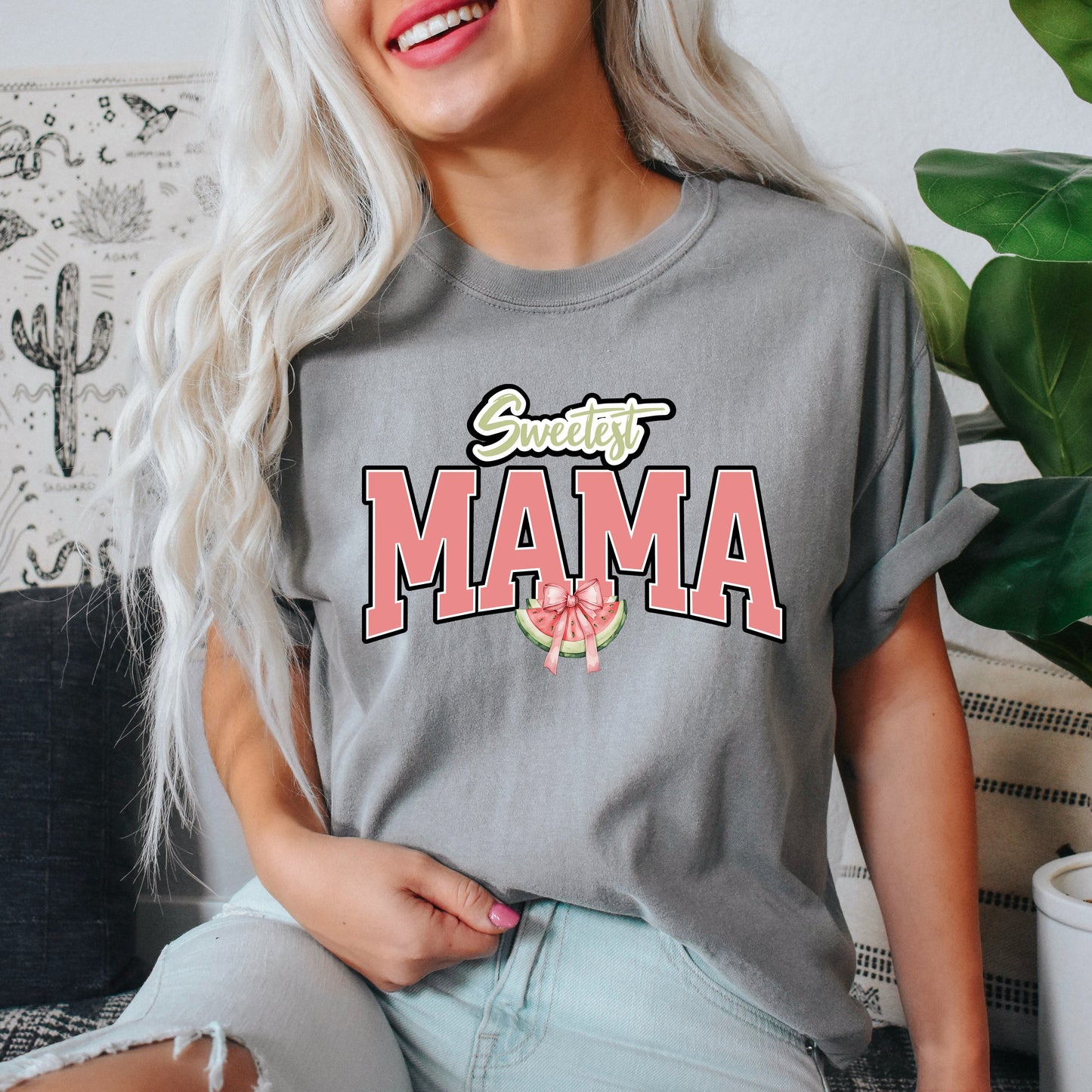 Coquette Sweetest Mama Watermelon | Garment Dyed Short Sleeve Tee