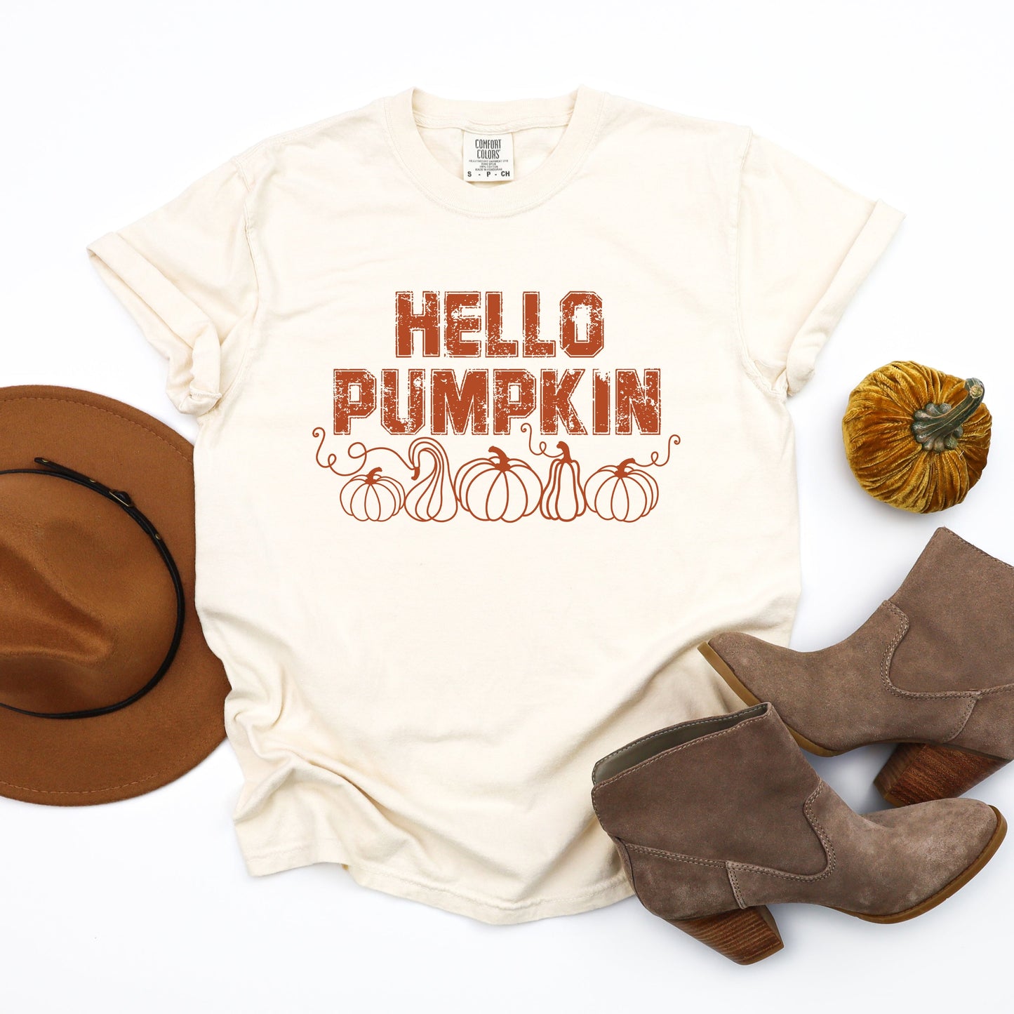 Hello Pumpkin Distressed | Garment Dyed Tee