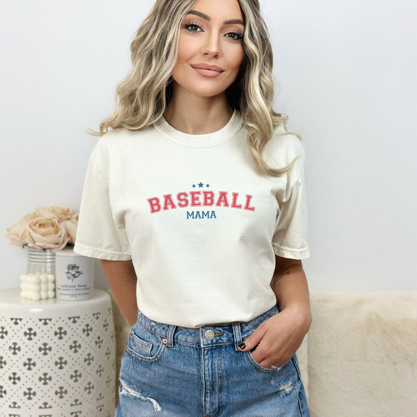 Varsity Baseball Mama Stars | Garment Dyed Tee