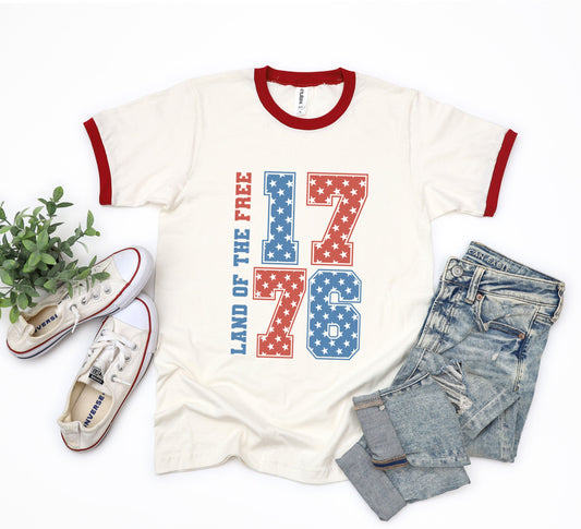 Land Of The Free Retro Stars | Ringer Tee