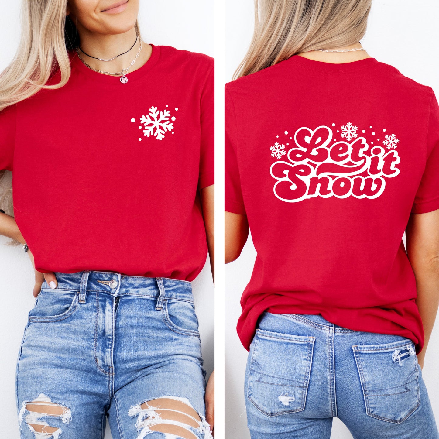 Retro Let It Snow | Front & Back Short Sleeve Graphic Tee