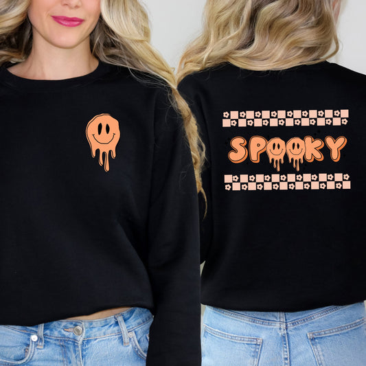 Spooky Checkered Flowers | Sweatshirt | Front and Back Design