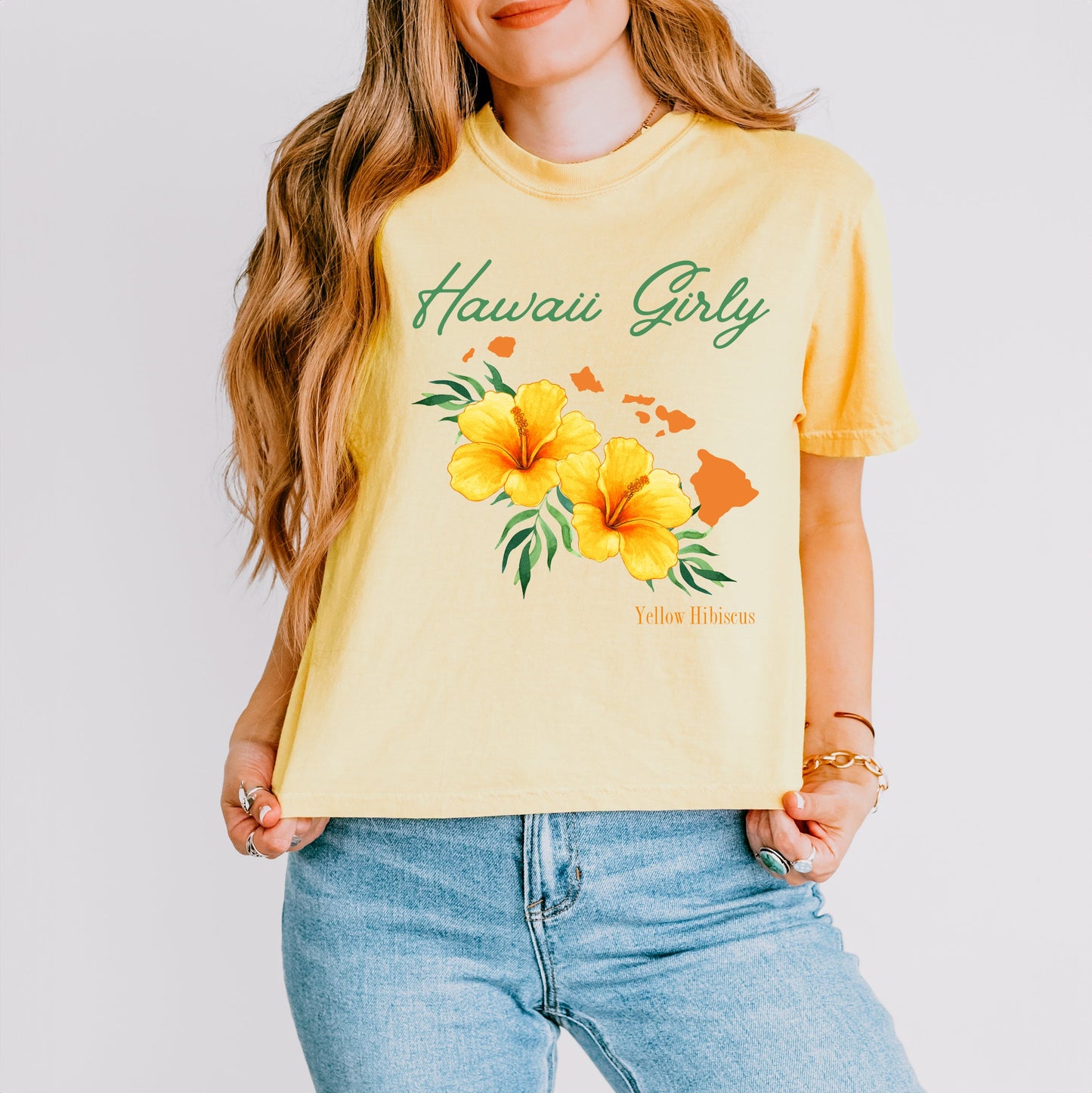 Hawaii Girly Flower | Relaxed Fit Cropped Tee