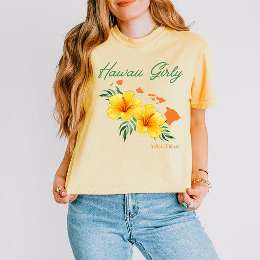 Hawaii Girly Flower | Relaxed Fit Cropped Tee