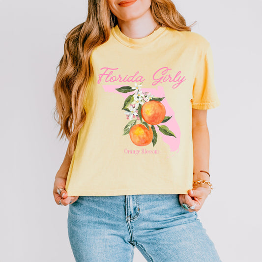 Florida Girly Flower | Relaxed Fit Cropped Tee