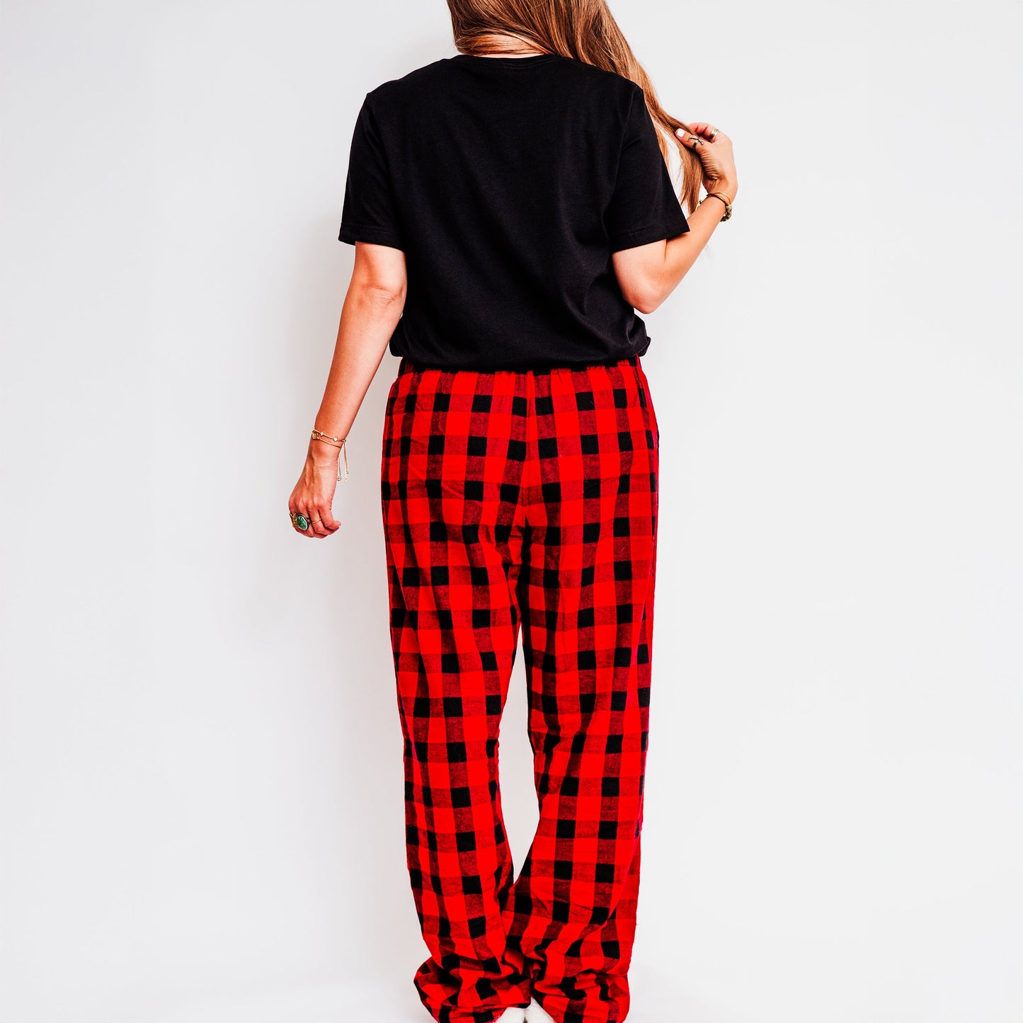 Love You More Cursive | Plaid Pajama Set