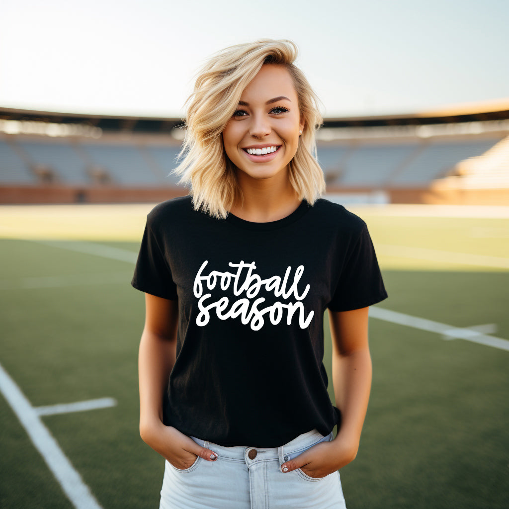 Football Season Cursive | Short Sleeve Graphic Tee