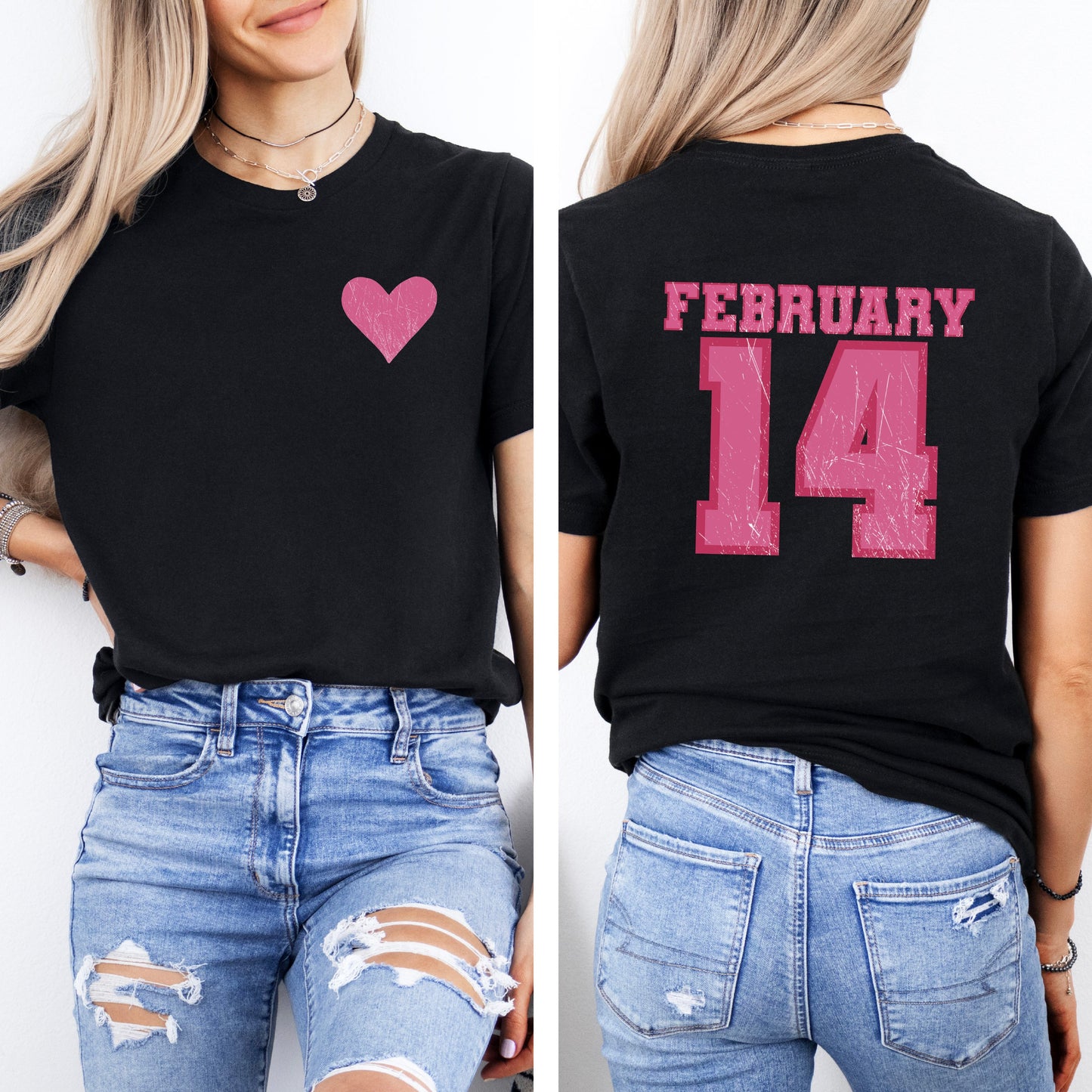 February Fourteenth | Short Sleeve Graphic Tee Front And Back Design