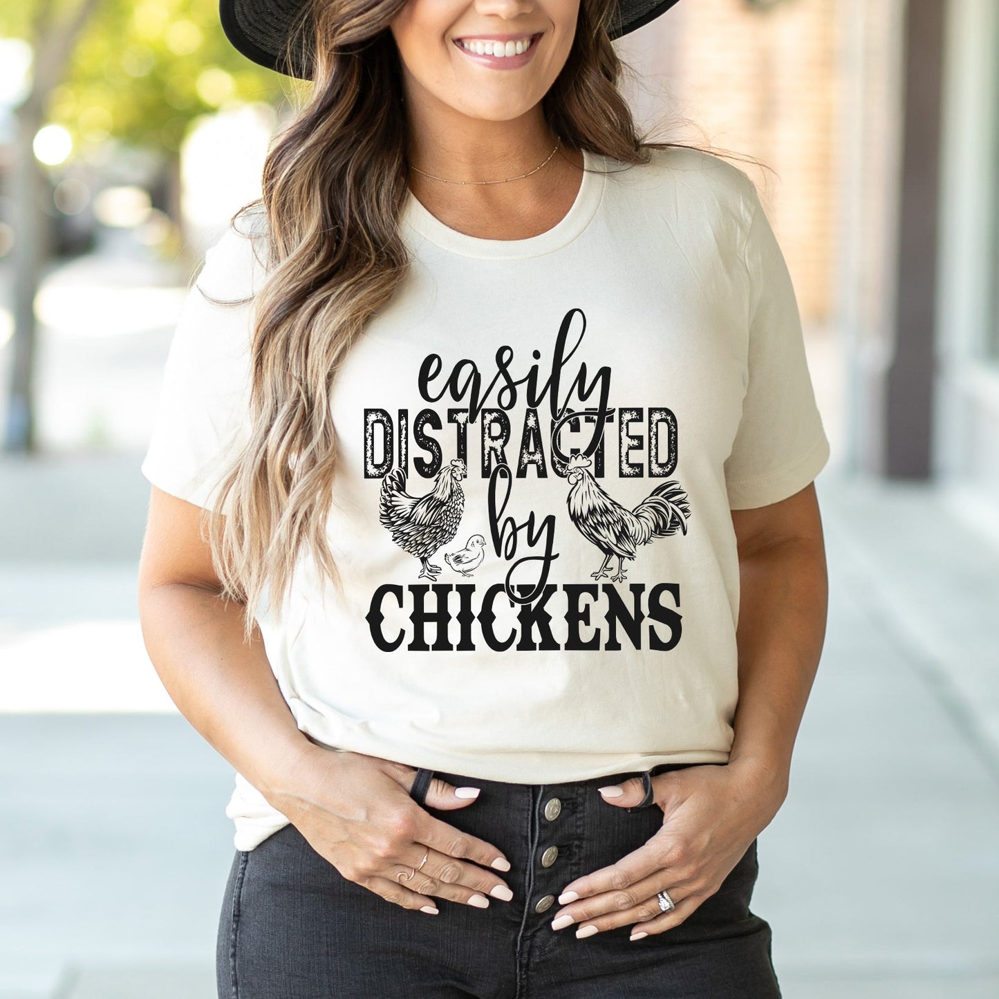 Distracted By Chickens | Short Sleeve Graphic Tee