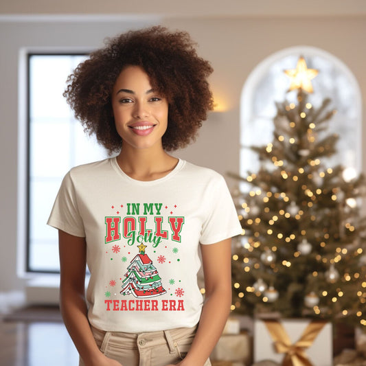 Holly Jolly Teacher Era | Short Sleeve Graphic Tee