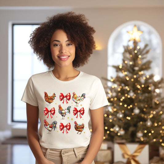 Coquette Christmas Chicken | Short Sleeve Crew Neck