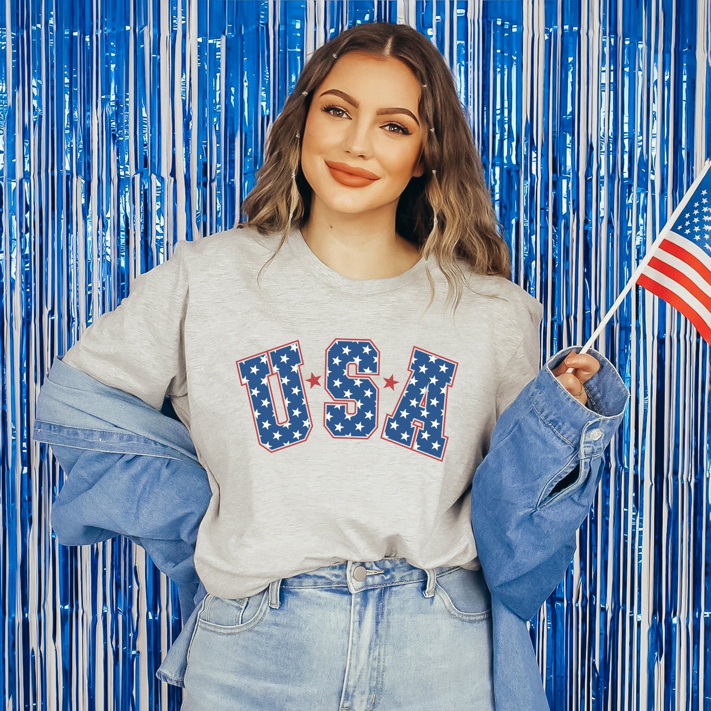 Retro USA Stars | Short Sleeve Crew Neck