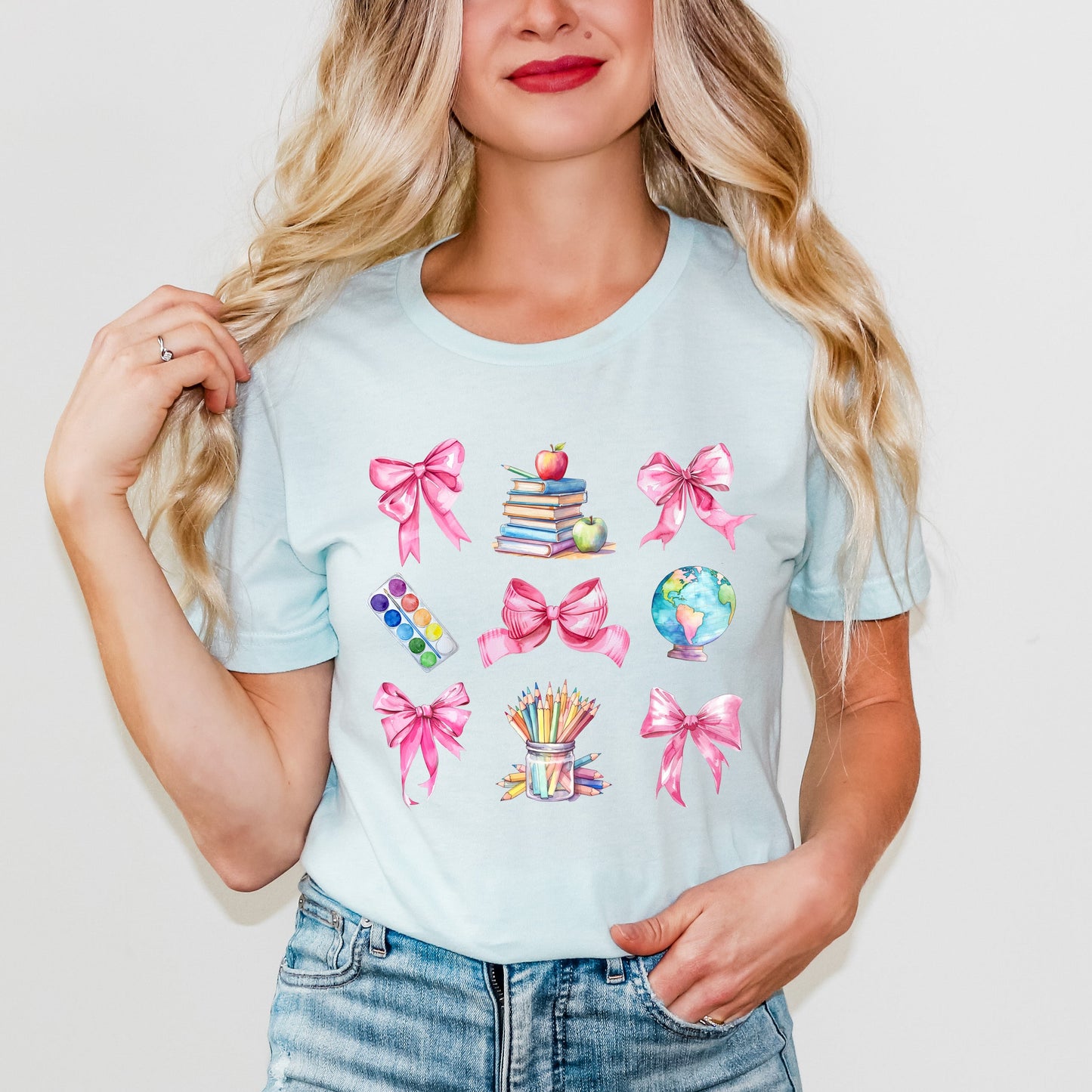 Coquette Pastel Teacher Collage | Short Sleeve Graphic Tee