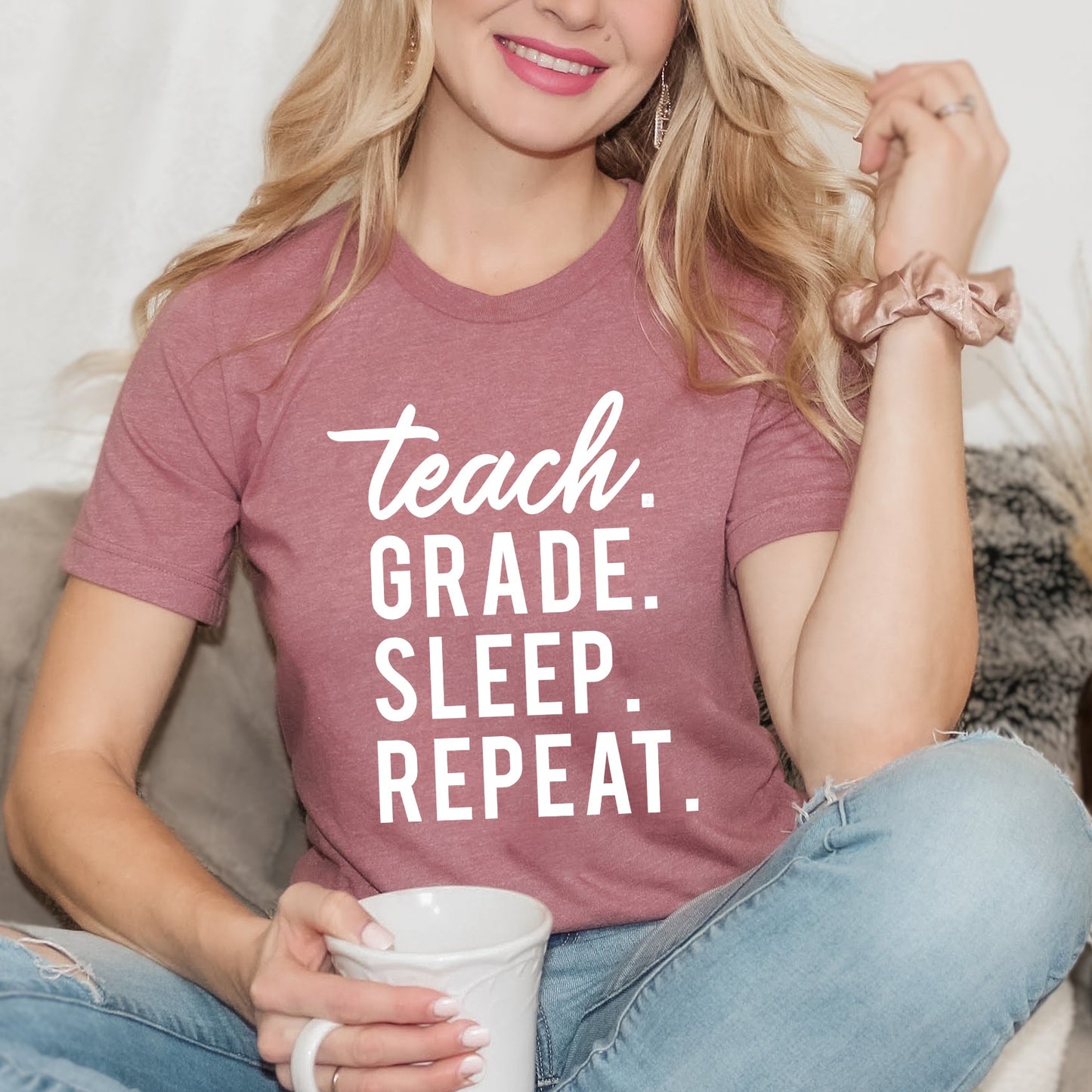 Teach Grade Sleep Repeat | Short Sleeve Graphic Tee