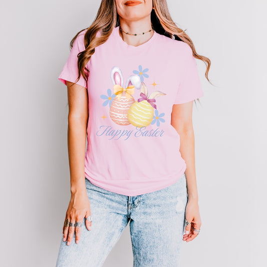 Coquette Happy Easter Eggs | Short Sleeve Graphic Tee