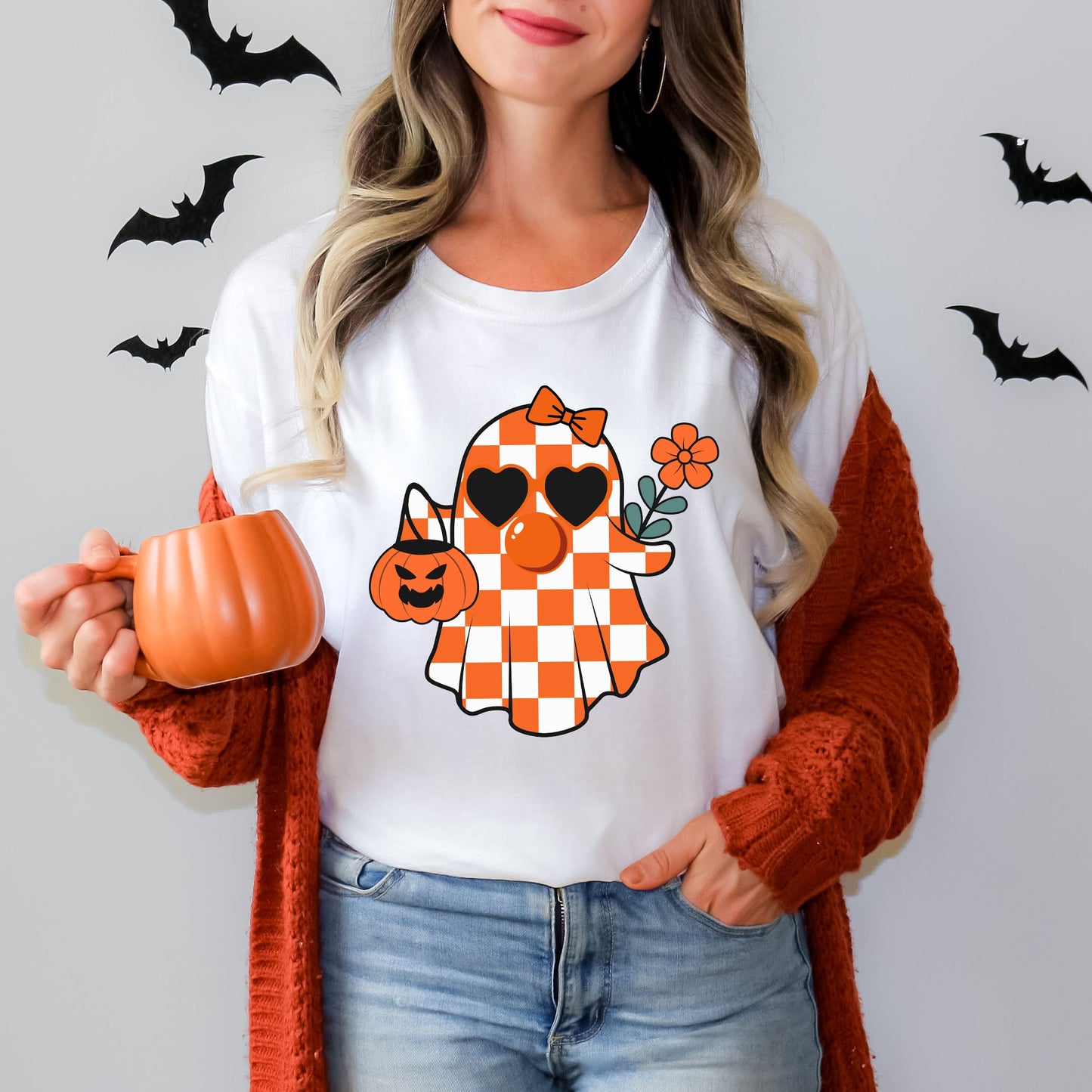 Checkered Girl Ghost | Short Sleeve Crew Neck