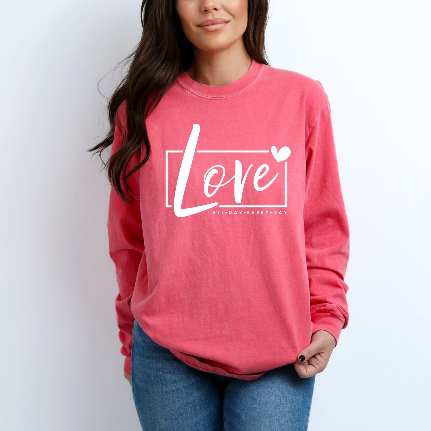 Love All Day Every Day Box | Garment Dyed Long Sleeve