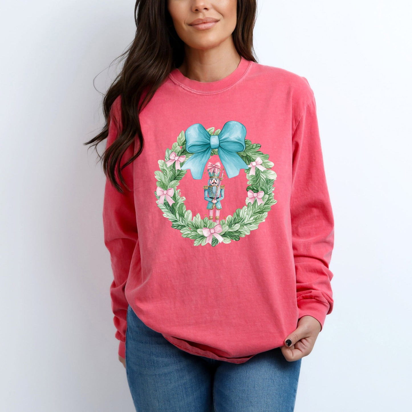 Nutcracker Wreath Coquette | Garment Dyed Long Sleeve