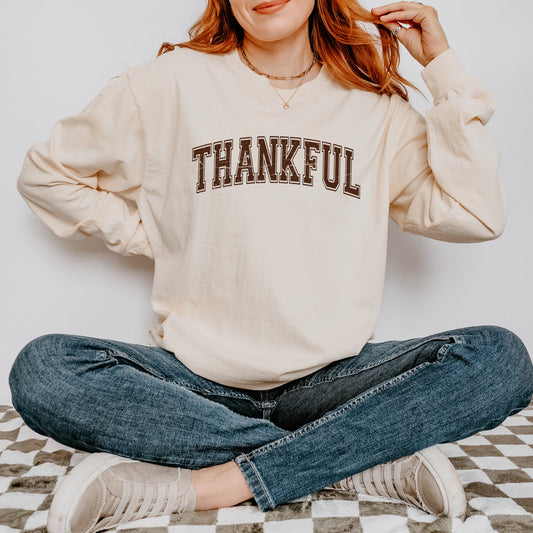 Thankful Varsity | Garment Dyed Long Sleeve