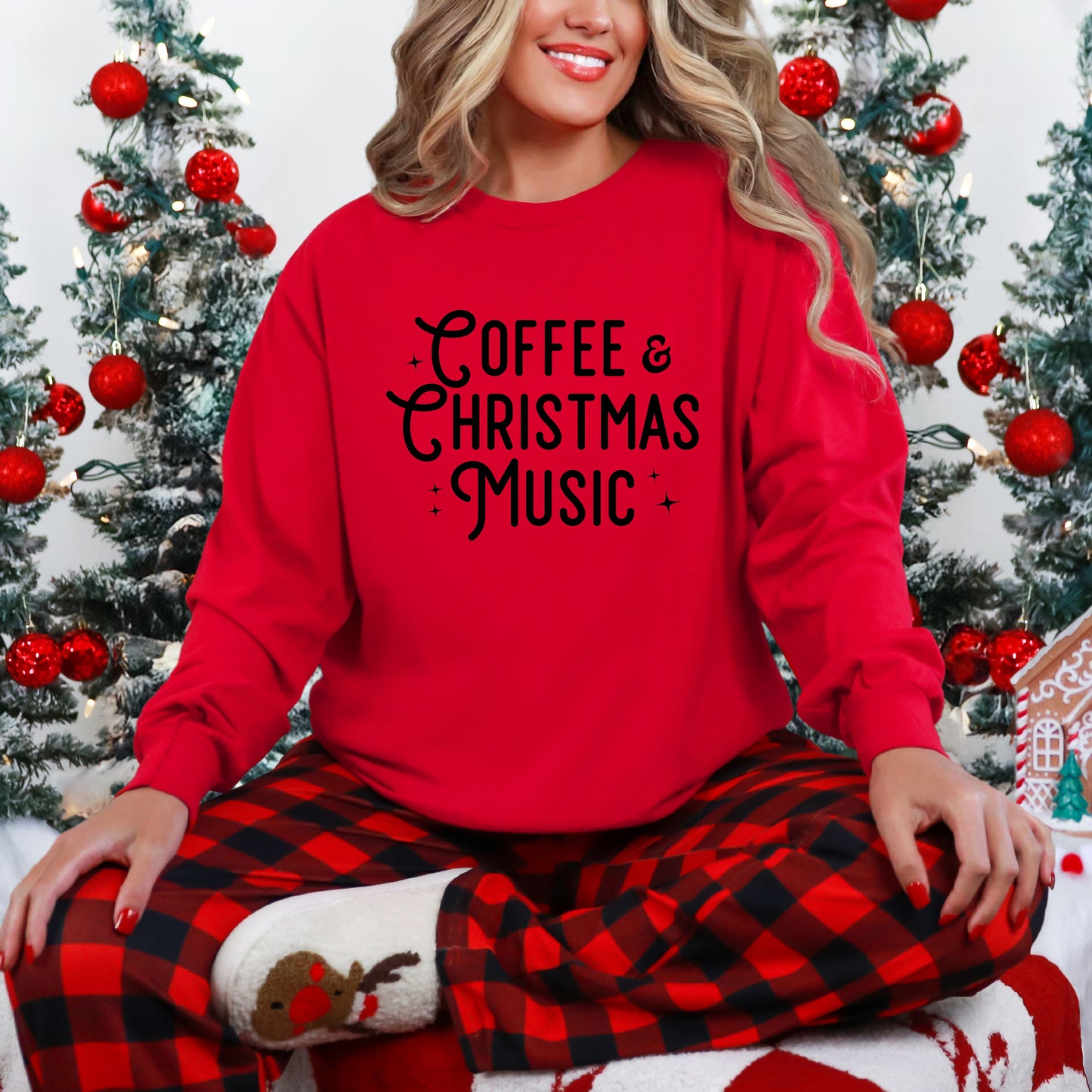 Coffee And Christmas Music | Garment Dyed Long Sleeve