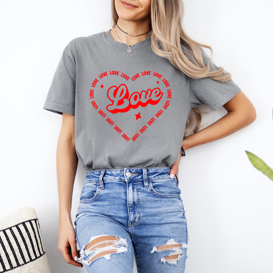 Love Heart Outline | Garment Dyed Tee