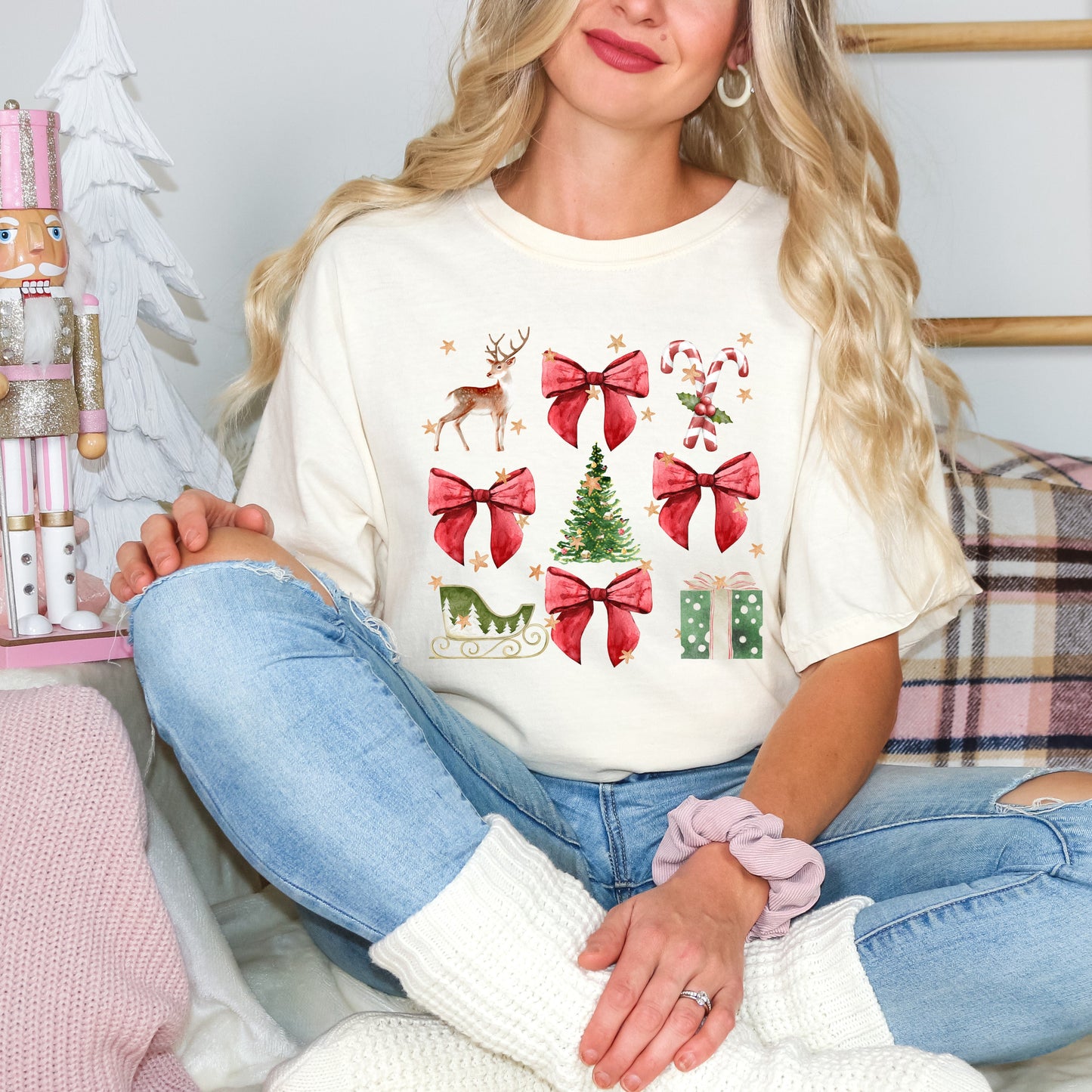 Coquette Christmas Collage | Garment Dyed Tee