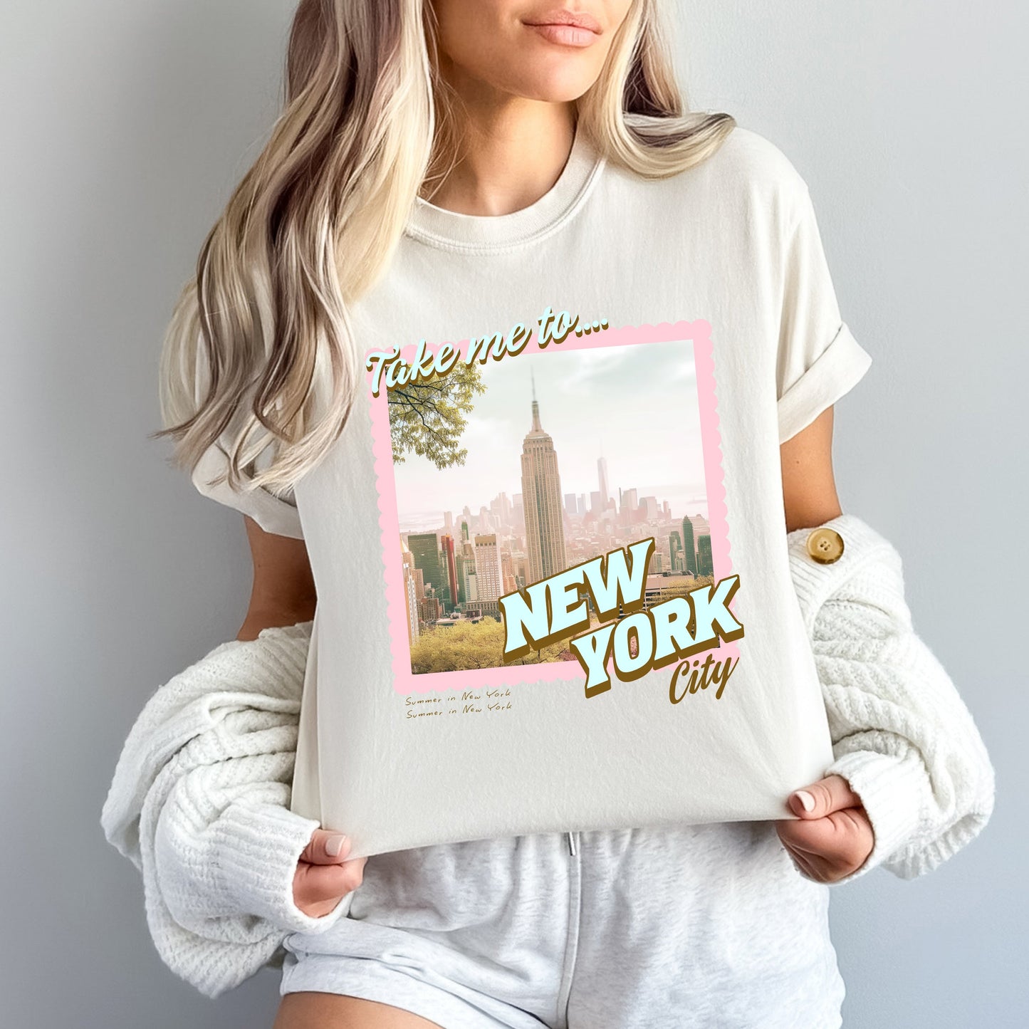 Take Me To New York | Garment Dyed Short Sleeve Tee