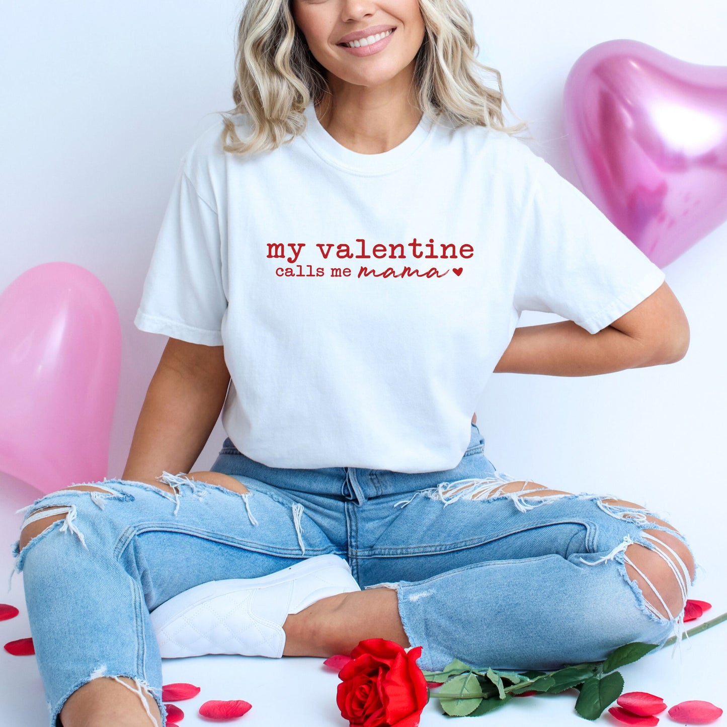 My Valentine Calls Me Mama | Garment Dyed Tee