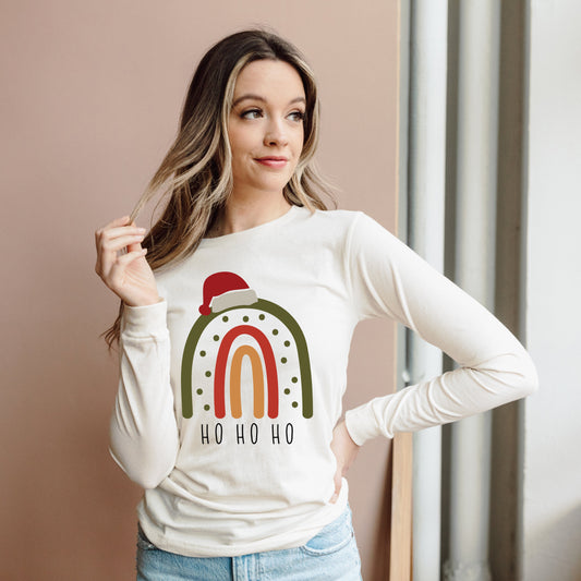 Boho Ho Ho Ho Rainbow | Long Sleeve Crew Neck