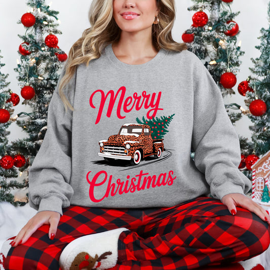 Christmas Leopard Truck | Sweatshirt