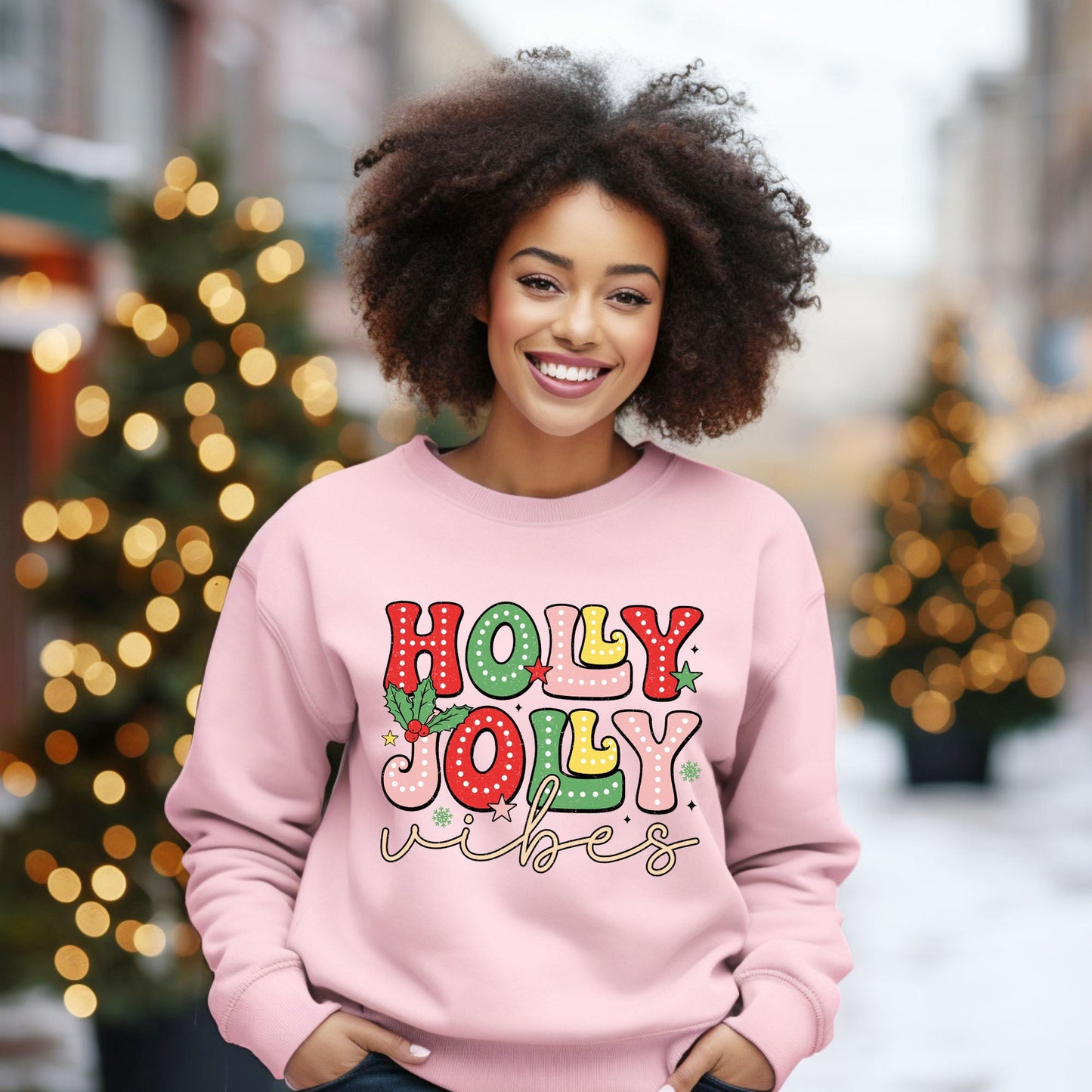 Holly Jolly Vibes Distressed | Sweatshirt