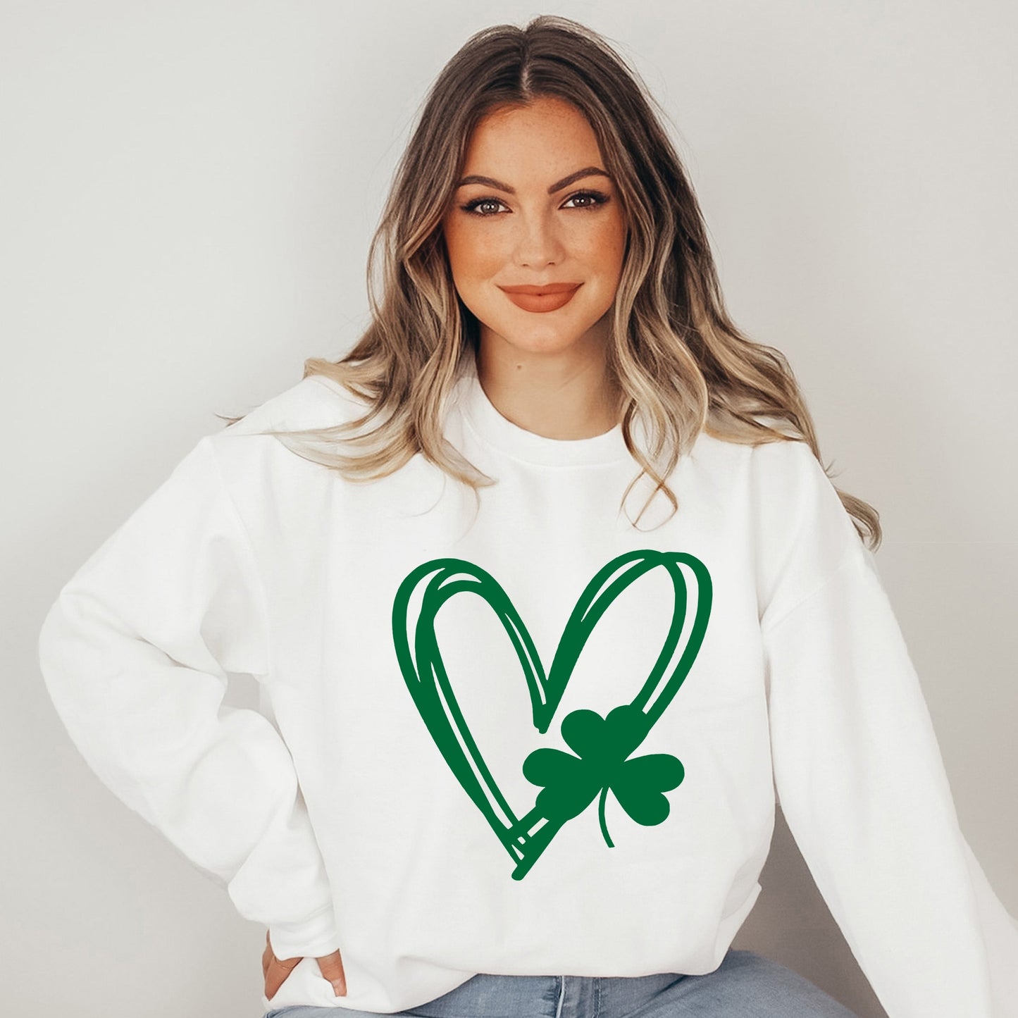 Hand Drawn Heart With Shamrock | Sweatshirt